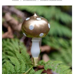 Set of 6 Magic Gold Mushroom clip on Ornament